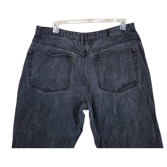 Vtg Girbaud Black Jeans Mens 40 Wide Baggy Tapered Leg (39x31) Embroidered Logo - Picture 9 of 14